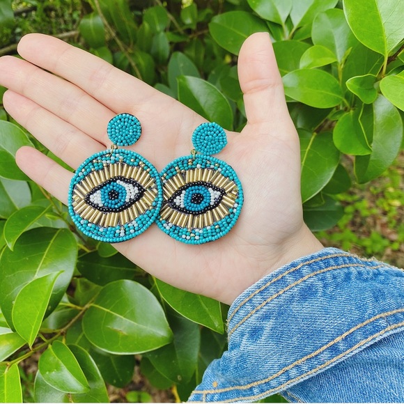 Jewelry - Boho Evil Eye Beaded Lightweight Earrings NEW